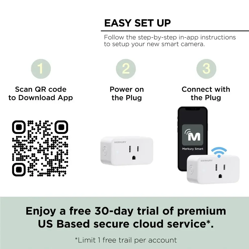 Merkury Smart Wi-Fi Plug, Compatible W Alexa & Google Assistant, 3 Pack, 15 Amp